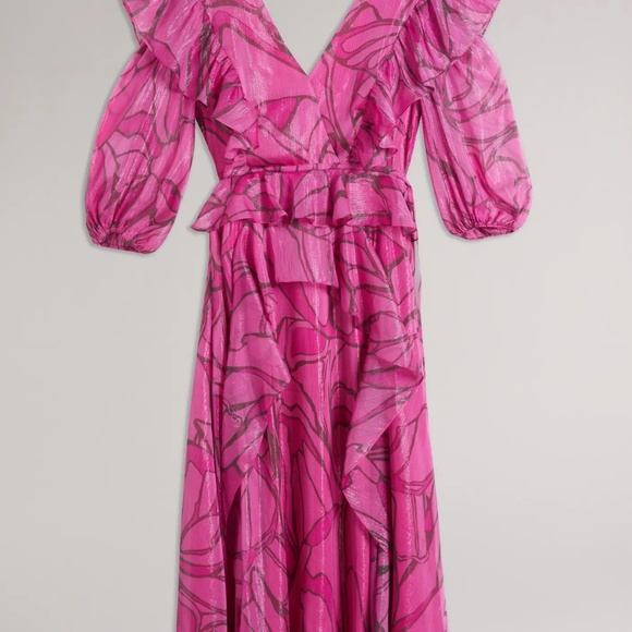 Ted Baker Ruffled Abstract Print Pinafore Dress - Picture 5 of 7